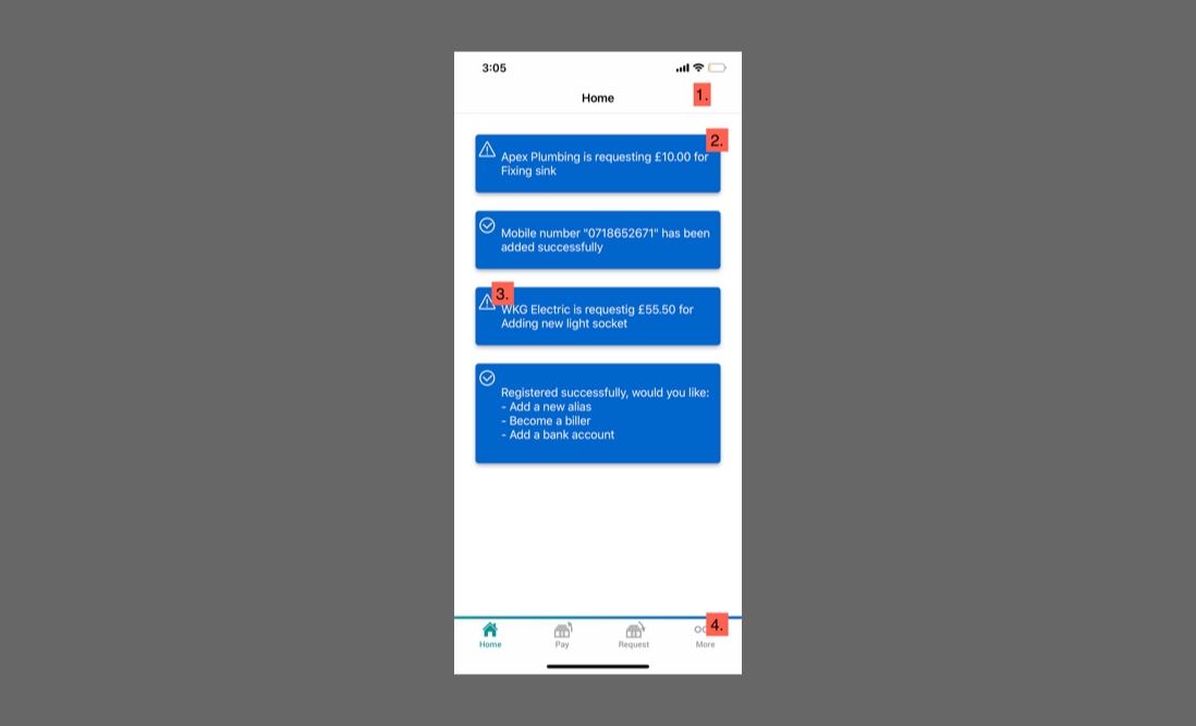 Development build — home screen