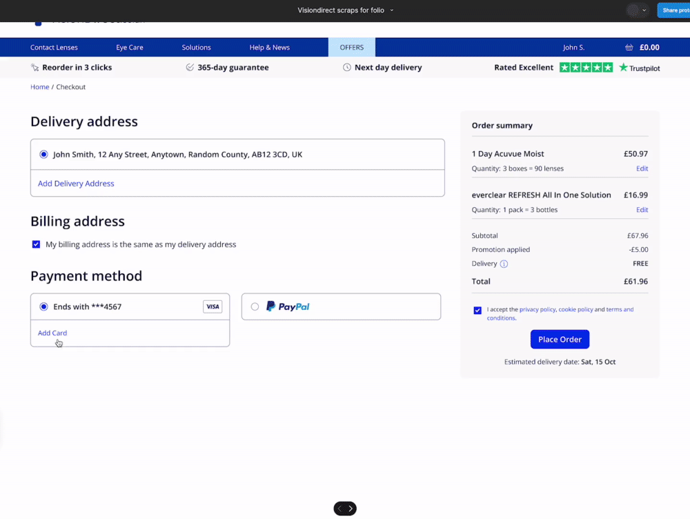Recurring purchase paying with a different card